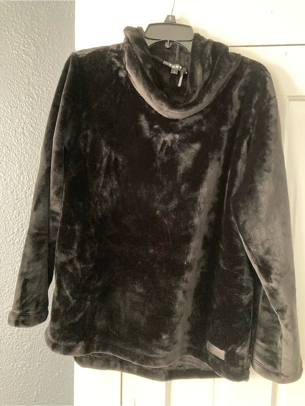 DKNY Plush Black Cowl Neck Sweater